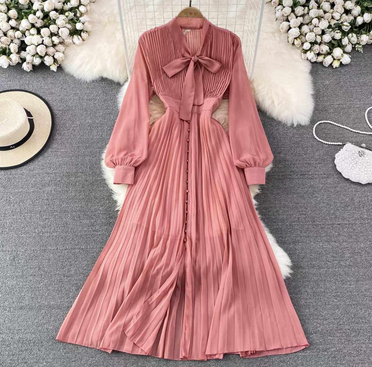 Red carpet pleat dress FD56 images
